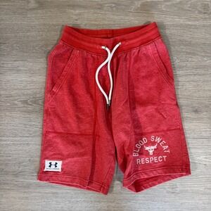 Under Armour Project Rock Shorts Mens Small Red Blood Sweat Respect Terry Gym
